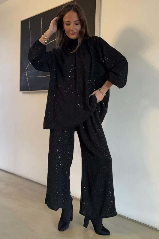 Suki Night Sky Wide Leg Pant Black /6=